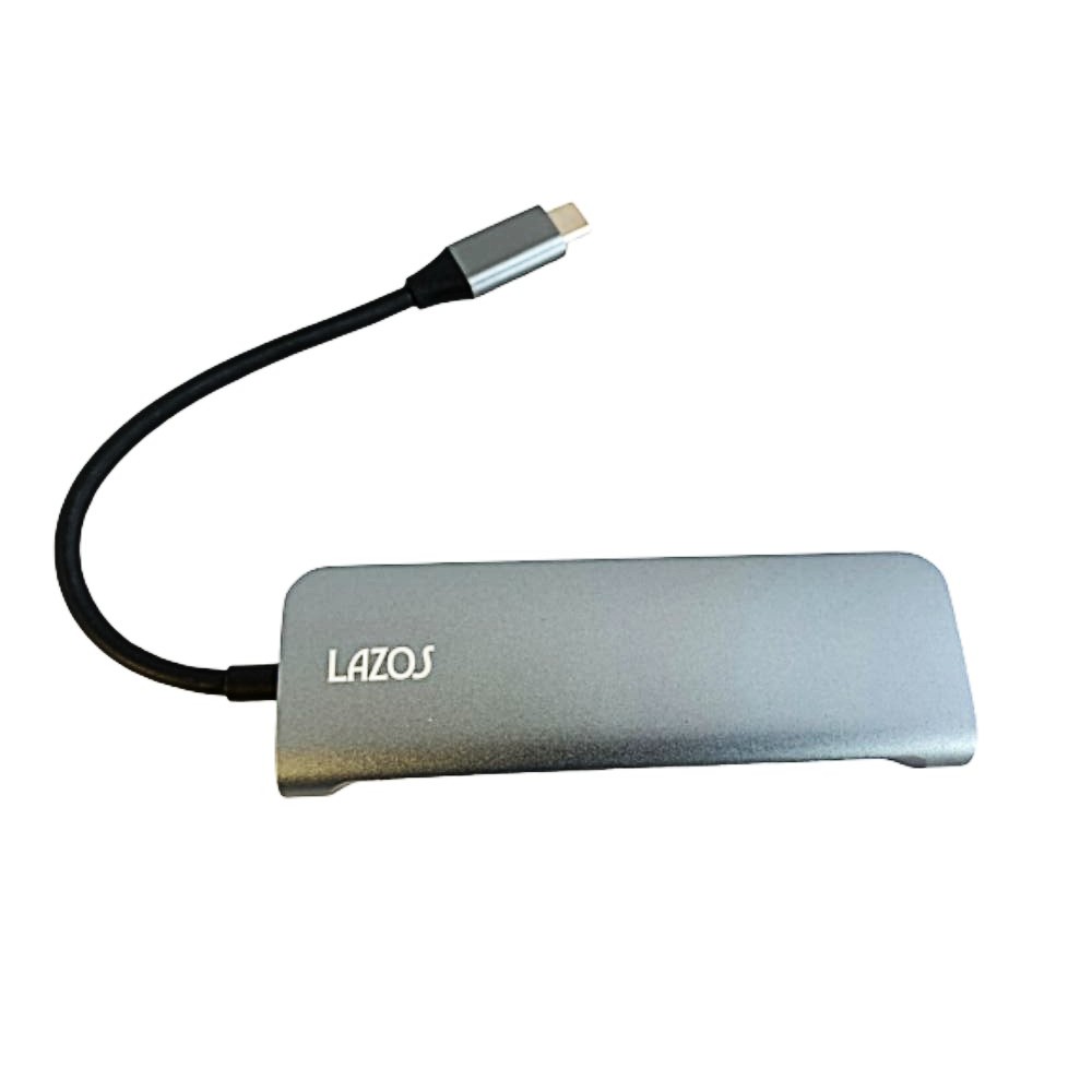 Type-Cハブ 8 in 1 ドッキングステーション Lazos ラゾス USB-C PD2.0 96W / USB2.0-C / USB3.0-A x3 / SD / microSD…