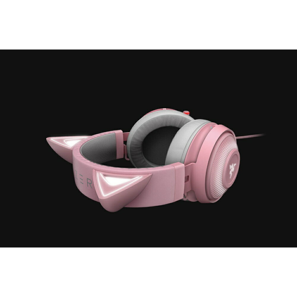 ゲーミングヘッドセット USB THX7.1 ネコミミ Chroma Razer Kraken Kitty Quartz Pink RGB ノイズキャンセリング 冷却ジェルパッド 並行輸入品 ピンク RZ04-02980200-R3M1 ◆宅 2