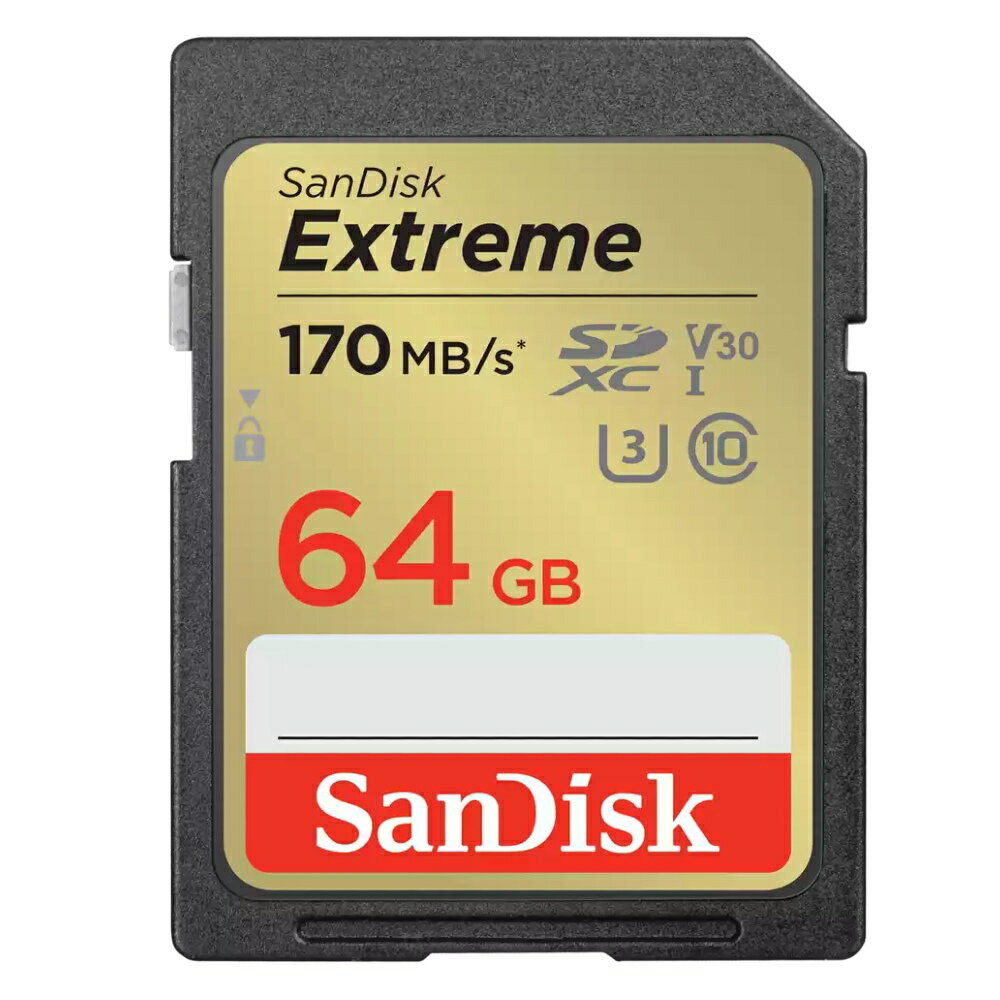 SDカード SD 64GB SDXC SanDisk サンディスク Extreme Class10 UHS-I U3 V30 4K R:170MB/s W:80MB/s 海外リテール SDSDXV2-064G-GNCIN ◆メ