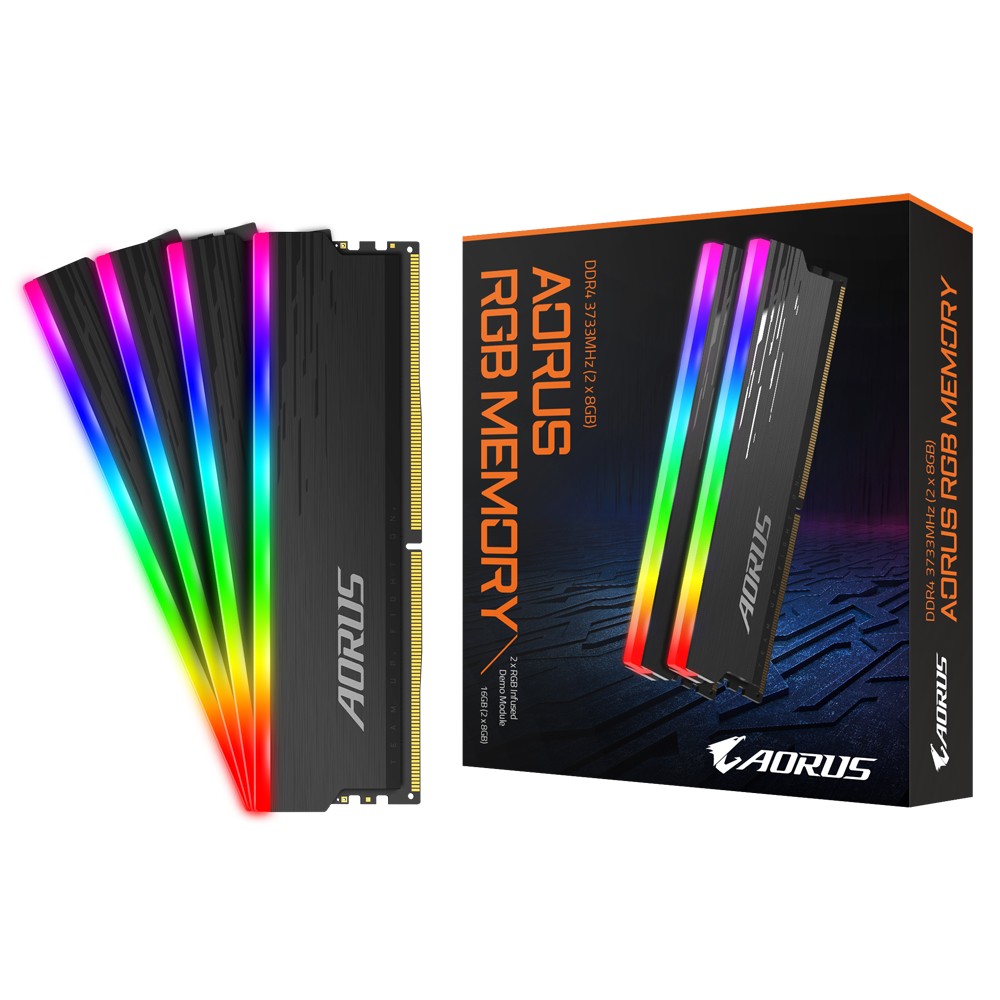 8GB 2枚組 DDR4-3733 LED搭載 デスクトップ用メモリ GIGABYTE ギガバイト AORUS RGB PC4-29800 288pin DIMM 8GBx2(計16GB) 照明付ダミーモジュール2枚同梱 GP-ARS16G37D ◆メ