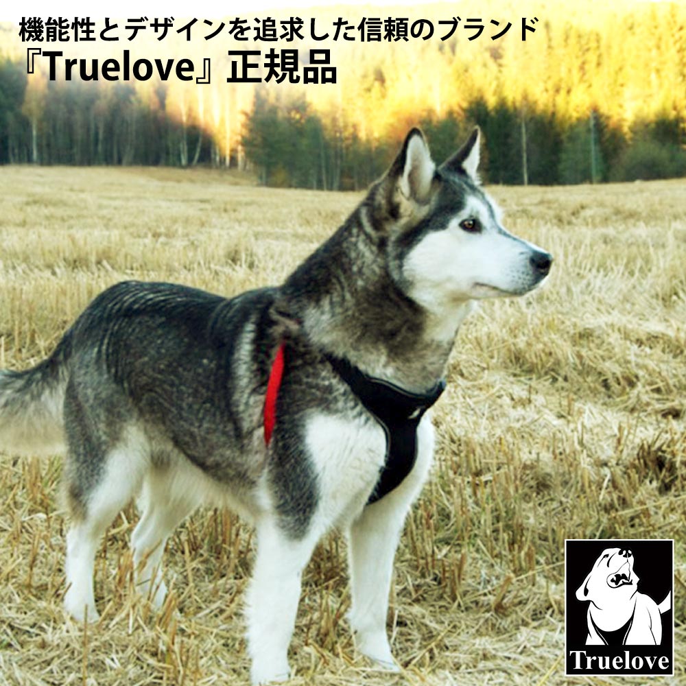 Truelove 犬 ハーネス 中型-大型犬 Lサイズ(15-35kg) 散歩 お出かけ おしゃれ 可愛い 軽量 エアメッシュ サイズ調整 胴囲52-92cm 水洗い ブラック/レッド TLH5951-BK-L ◆宅