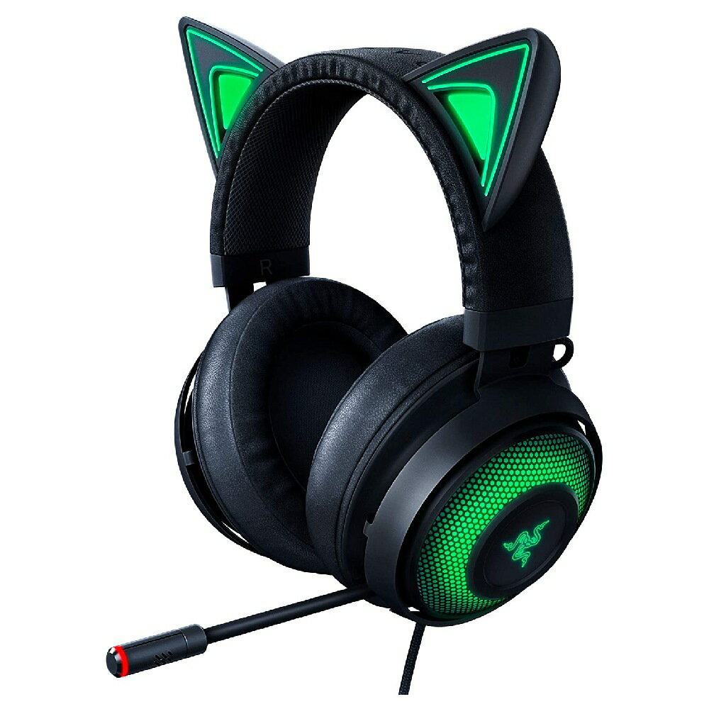 ゲーミングヘッドセット USB THX7.1 ネコミミ Chroma Razer Kraken Kitty Black RGB ノイズキャンセリング 冷却ジェルパッド 並行輸入品 ブラック RZ04-02980100-R3M1 ◆宅