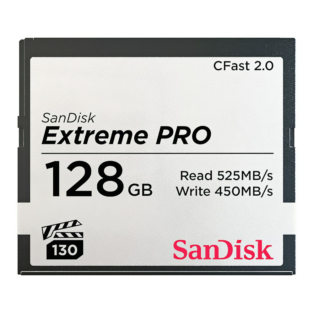 CFast 128GB CFast2.0カード SanDisk サンディスク Extreme PRO R:525MB/s W:450MB/s 4K動画 海外リテール SDCFSP-128G-G46D ◆メ