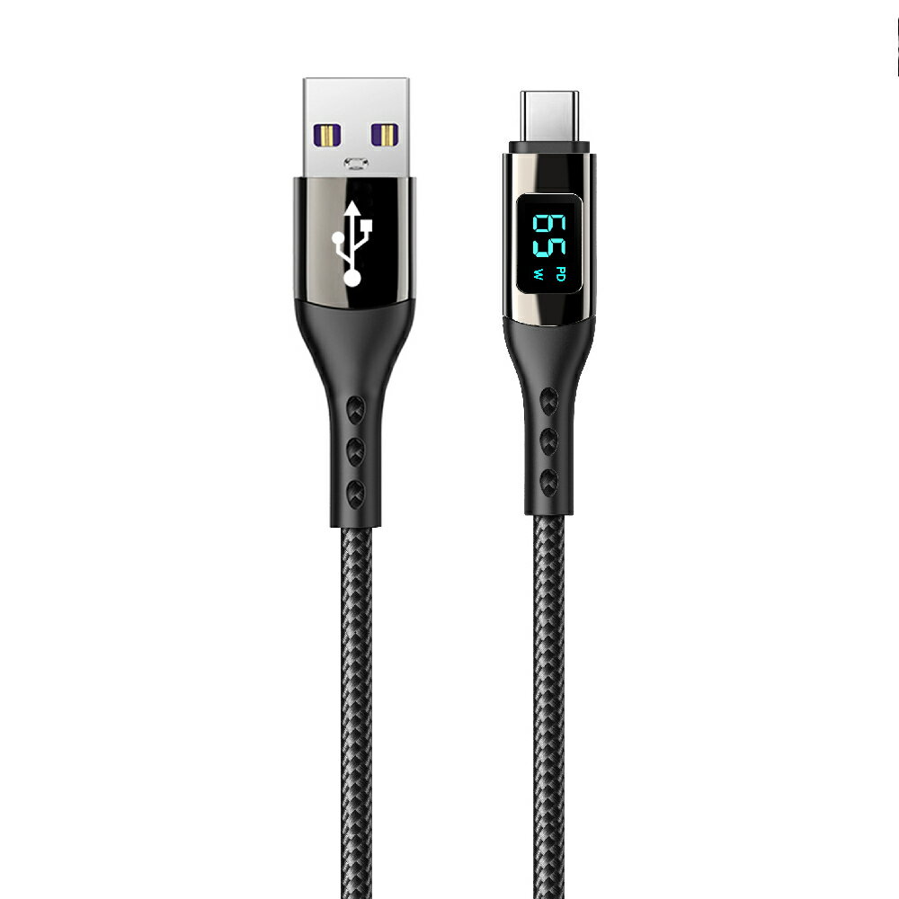 TYPE-Cケーブル USB-A to C 1m 液晶付き 出力が見える 電圧 電流チェッカー付 最大65W(12V/4A出力)対応 USB2.0 充電 データ通信用 100cm Libra LBR-PDS65AC ◆メ