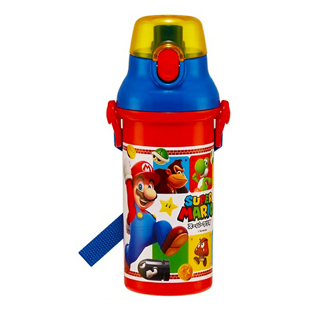水筒 直飲みプラワンタッチボトル スーパーマリオ 23 任天堂 nintendo SKATER スケーター 子供 キッズ こども ワンプッシュ式 容量480ml 食洗機対応 抗菌 超軽量 62228-1-PSB5SANAG ◆宅のサムネイル