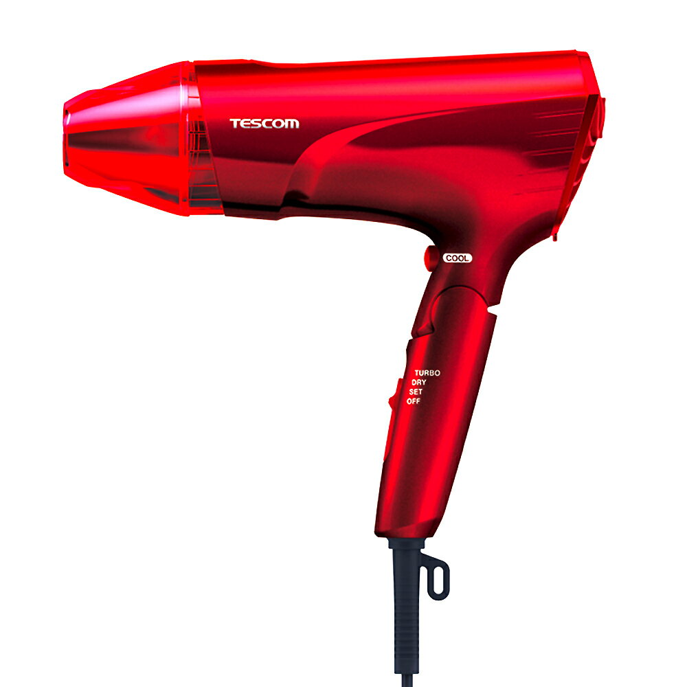 プロテクトイオンヘアードライヤー Speedom 軽量タイプ TESCOM テスコム 速乾 大風量 大風圧 最大1300W セットフード付 レッド TID2400B-R ◆宅のサムネイル