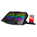 ノートパソコンクーラー ゲーミング USB接続 LAZOS リーダーメディアテクノ RGBライト 風量調節6段階 角度5段階 17インチまでのノートPC対応 スマホスタンド付 L-NPS-C ◆宅 【楽天ロジ発送】