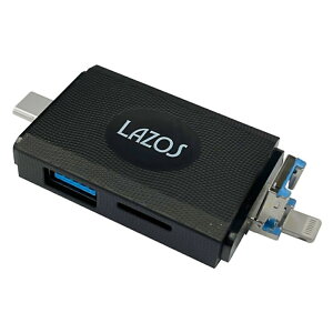 ޥɥ꡼ USB3.0б iPhone PC Androidޥб LAZOS ꡼ǥƥ Lightning/Type-C/USBץ饰/SD/microSDå ֥å L-MCR-L 