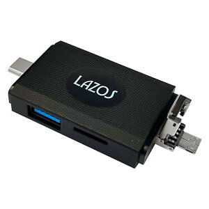 ޥɥ꡼ USB3.0б PC Androidޥб LAZOS ꡼ǥƥ microUSB/Type-C/USBץ饰/SD/microSDå ֥å L-MCR-M 