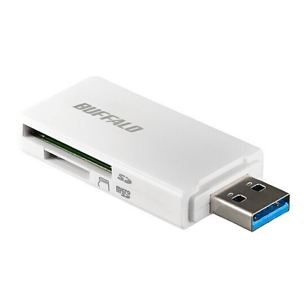 SD/microSDカードリーダーライター USB3.0 BUFFALO バッファロー 高速転送 USB-A キャップ式 ケーブルレス Win/Mac/PS4対応 ホワイト B..