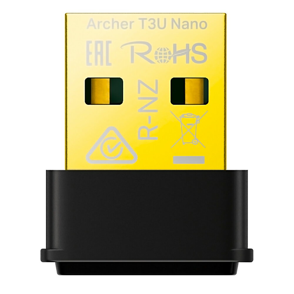 無線LAN子機 USB Wi-Fi子機 AC1300 Archer T3U nano TP-Link 867Mbps+400Mbps 11ac ナノサイズ ブラック ARCHERT3UNANO/A ◆メ