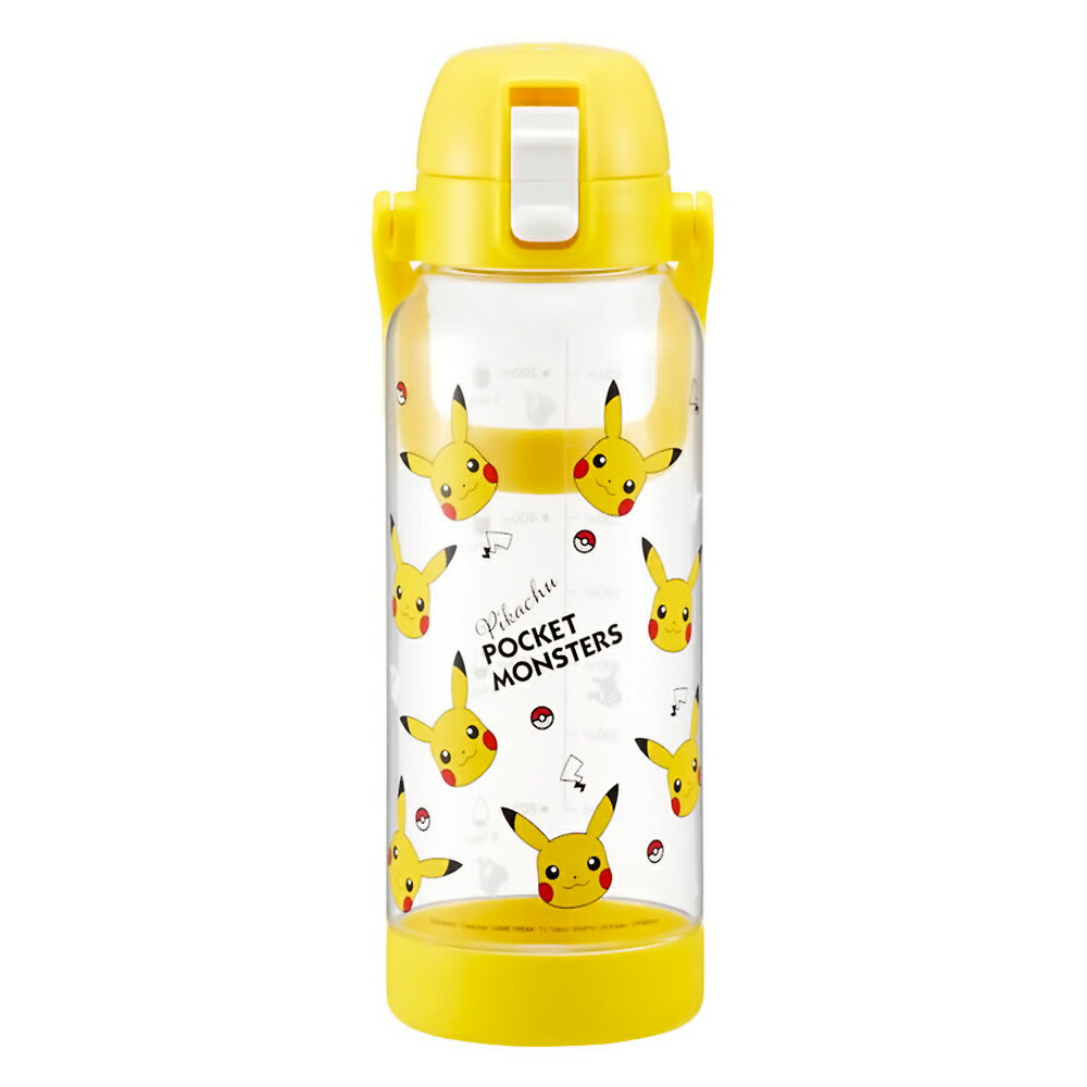 水筒 ピカチュウ フェイス 23 ドリンクマーカーボトル 1L SKATER スケーター 直飲み 水分補給 容量1000ml 透明 目盛り キャップロック 底カバー ハンドル付 646850-PDMK10 ◆宅 