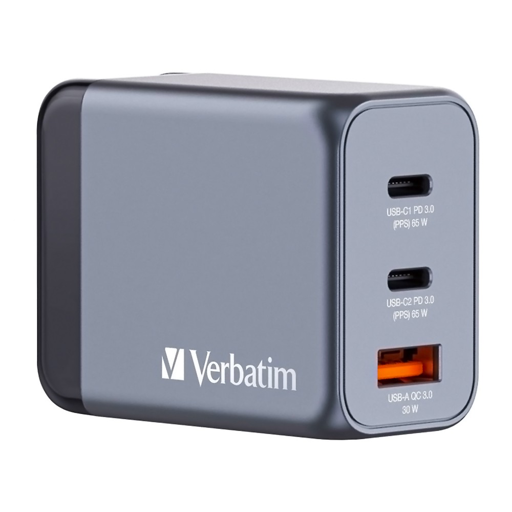 PD®Ŵ 65W GaN GNC-65 Verbatim С٥ 3Ʊ USB-C(PD65W) x2 / USB-...