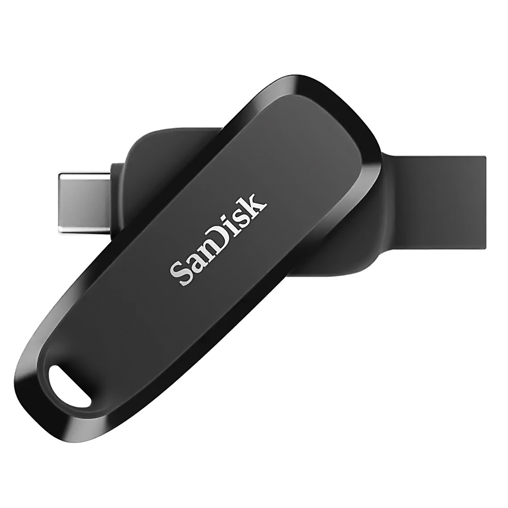 USBメモリ 128GB USB3.1 Gen1-A/Type-C 両コネクタ搭載 SanDisk サンディスク Phone Drive for Android R:100MB/s 回転式 ブラック 海外リテール SDDDC6-128G-G46 ◆メ