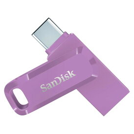 USBメモリ 128GB USB-A/C 両コネクタ搭載 SanDisk サンディスク Ultra Dual Drive Go USB Type-C USB3.1 Gen1 R:400MB/s 回転式 ラベンダー 海外リテール SDDDC3-128G-G46L ◆メ
