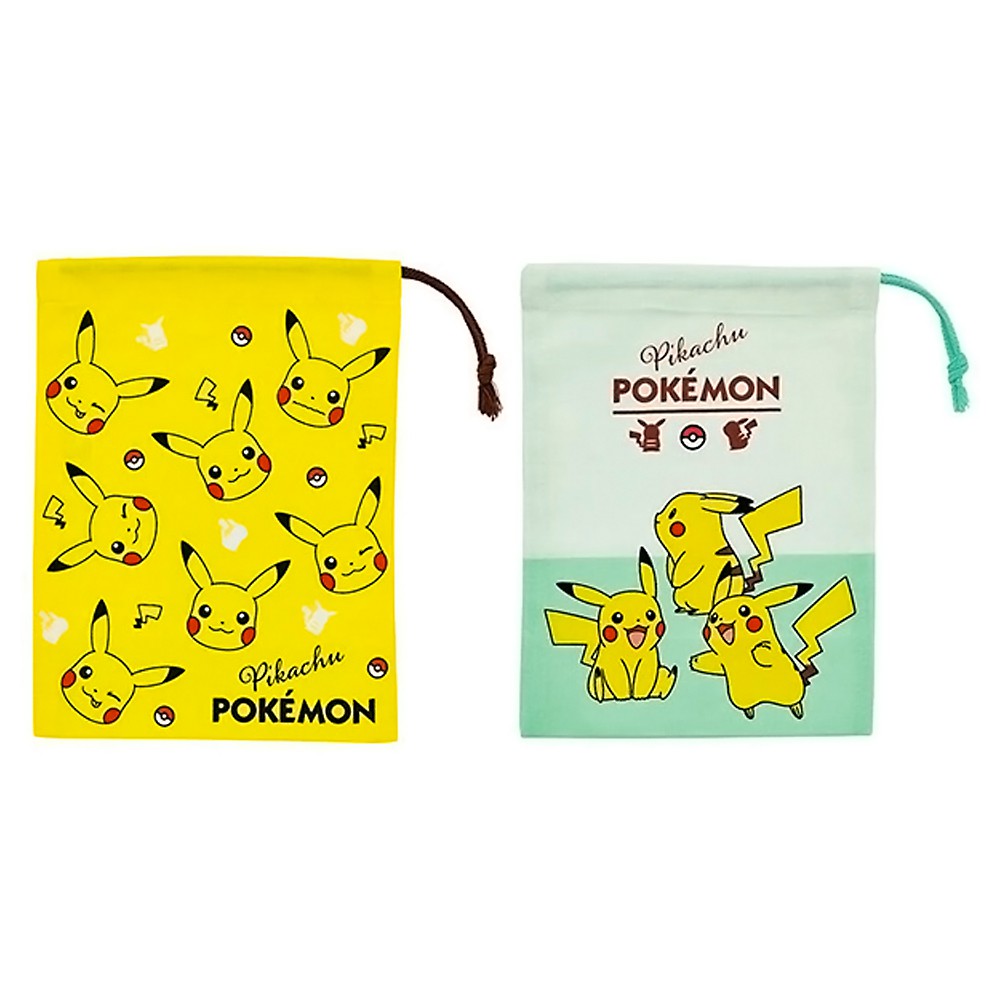 コップ袋 2枚(2柄) ポケットモンスター ピカチュウ コップ入れ 歯ブラシ入れ 巾着袋 SKATER スケーター 子供 キッズ サイズ205×148mm 綿100％ 2P 2枚組 710599-KB63W ◆メ