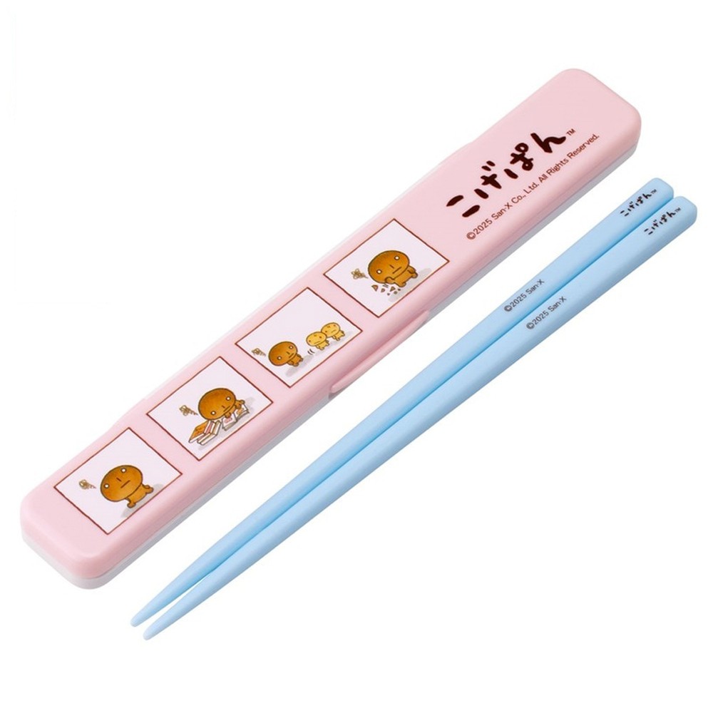 弁当用箸 こげぱん 音のならない箸 箸箱セット SKATER スケーター 子供 箸18cm 横開き 防音クッション付 抗菌 712500-ABC3 ◆メ