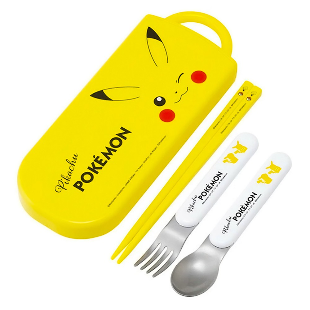 弁当用箸 トリオセット ピカチュウ フェイス 25 SKATER スケーター 子供 箸16.5cm/スプーン・フォーク13cm スライド式 名前シール付 715440-TACC2 ◆メ