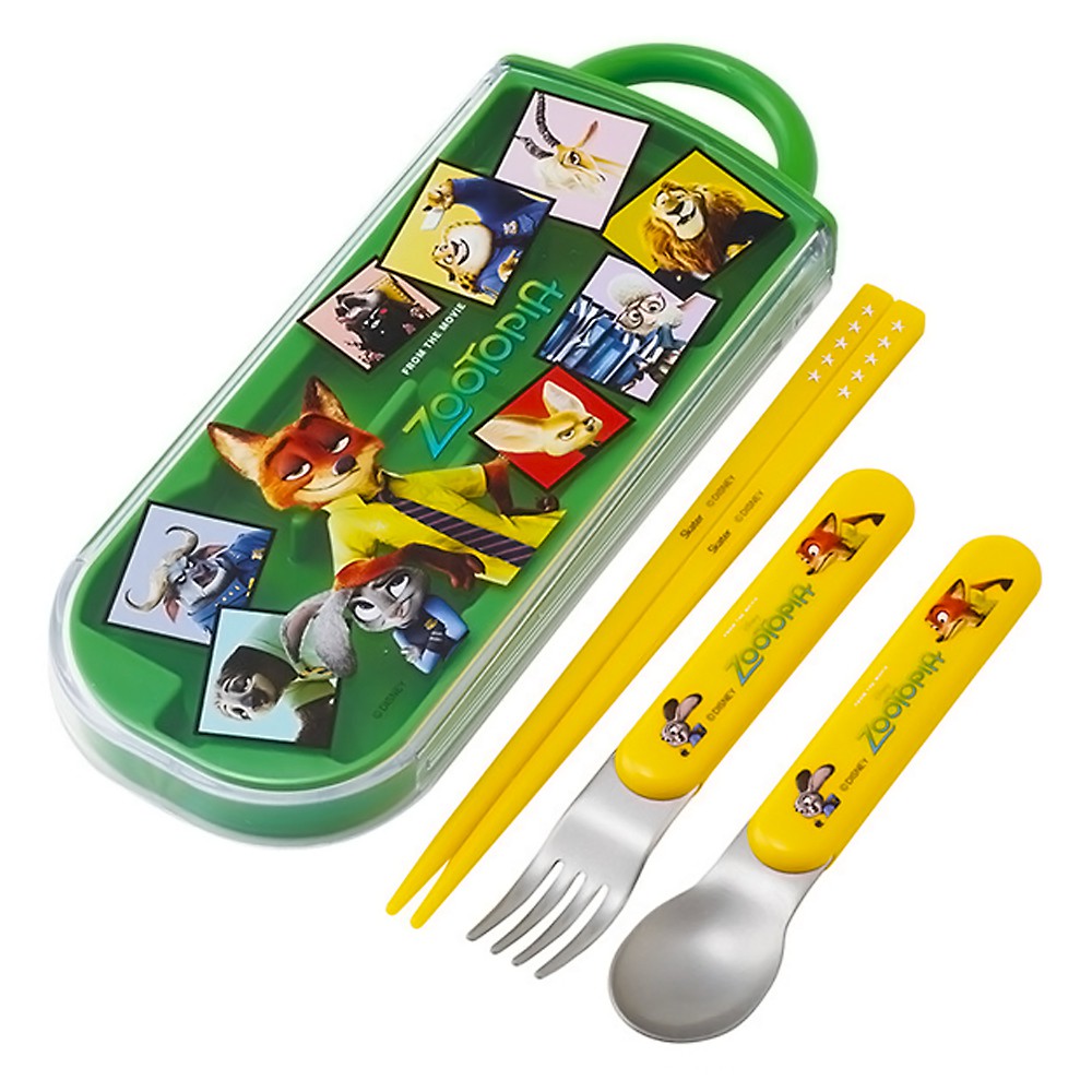 弁当用箸 トリオセット ズートピア 26 ディズニー SKATER スケーター 子供 箸16.5cm/スプーン・フォーク13cm スライド式 名前シール付 723629-TACC2 ◆メ