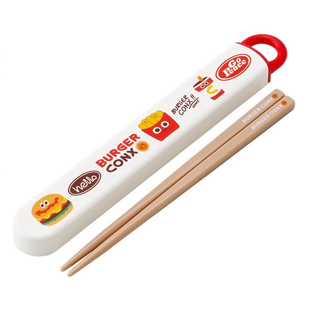 弁当用箸 バーガーコンクス ハロー スライド箸＆箸箱セット SKATER スケーター 子供 箸16.5cm スライド式 ストッパー付 名前シール付 725562-ABS2AM ◆メ