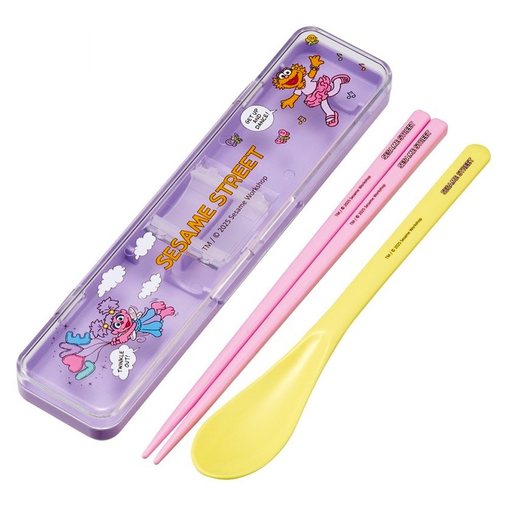 弁当用箸 セサミストリート アビー×ゾーイ 音のならないコンビセット SKATER スケーター 子供 箸/スプーン18cm すべり止め加工(箸先端) 収納ケース 718915-CCS3SA ◆メ