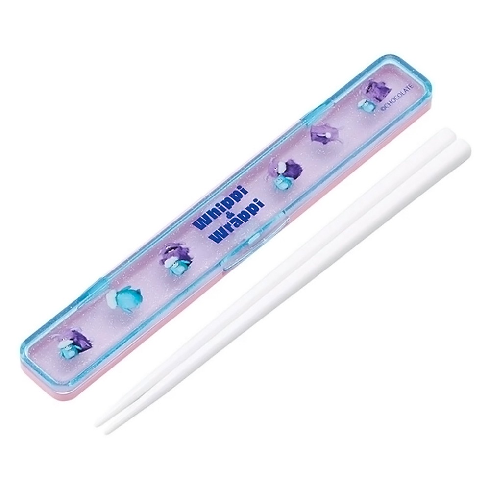 弁当用箸 ホイッピ＆ラッピ 音のならない箸 箸箱セット SKATER スケーター 子供 箸18cm 横開き 防音クッション付 抗菌 720123-ABC3 ◆メ