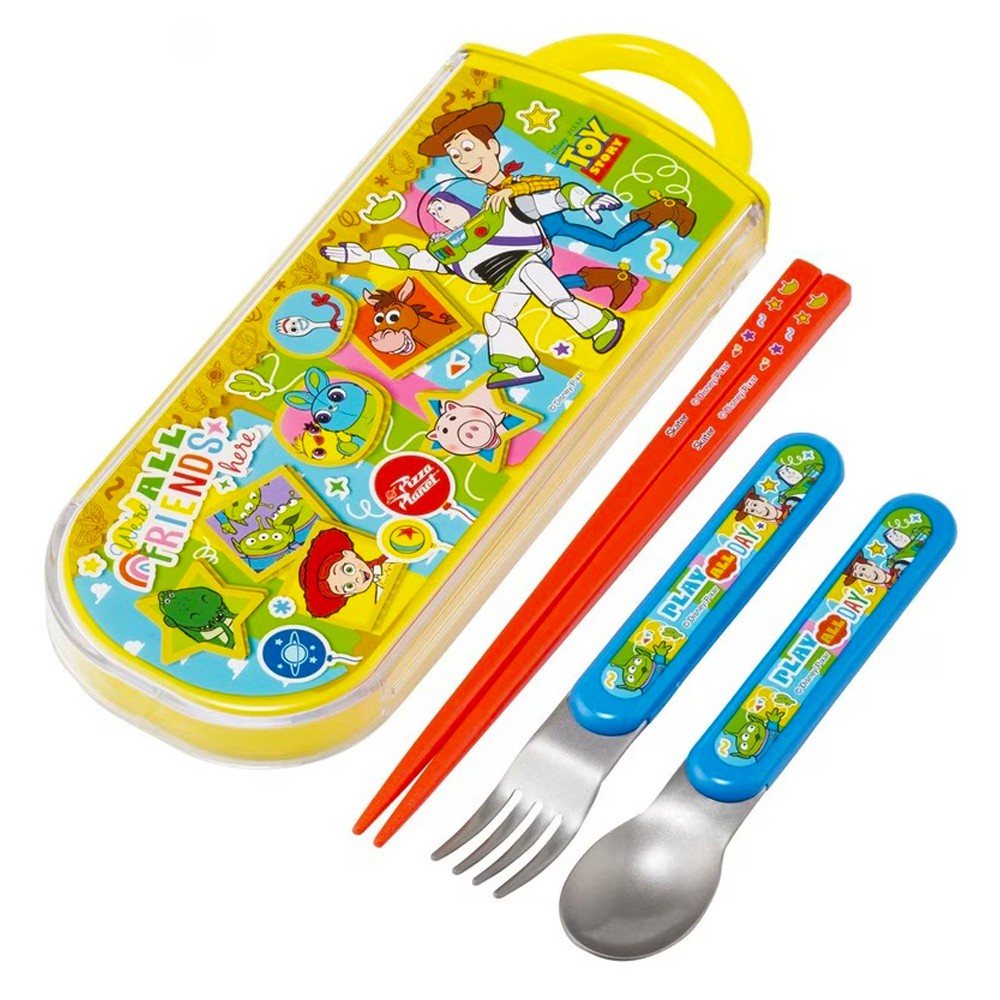 弁当用箸 トリオセット トイストーリー 26 ディズニー SKATER スケーター 子供 箸16.5cm/スプーン・フォーク13cm スライド式 名前シール付 721878-TACC2 ◆メ