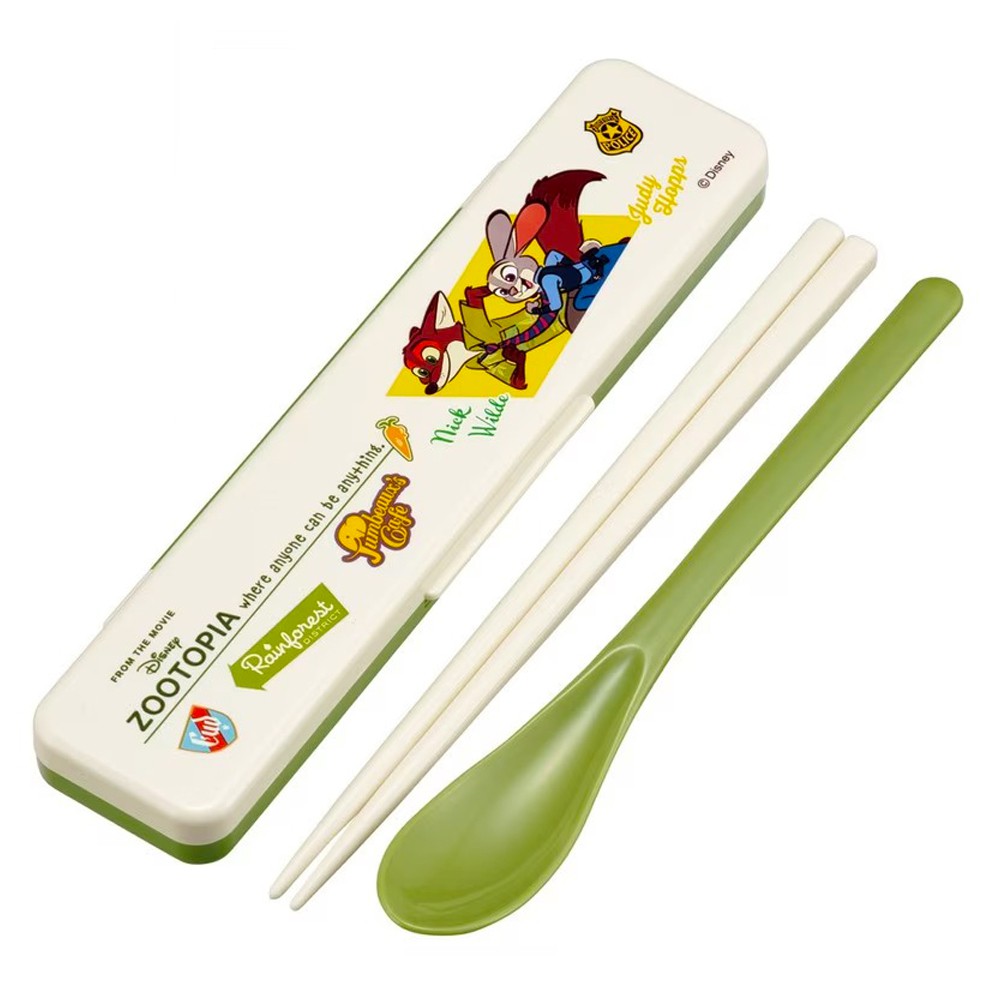 弁当用箸 ズートピア ヴィンテージワッペン 音のならないコンビセット SKATER スケーター 子供 箸/スプーン18cm すべり止め加工(箸先端) 収納ケース 727269-CCS3SA ◆メ