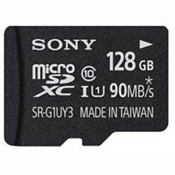 128GB SONY ソニー microSDXC UHS-I CLASS10 R:90MB/s SD変換アダプタ付 海外リテール SR-G1UY3A/T ◆メ