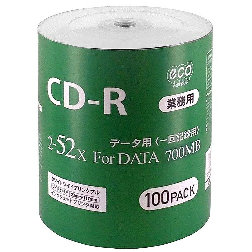 CD-R メディア 業務用 HI-DISC ハイディスク 52倍速 100枚ecoパック インクジェット ワイドプリント CR80GP100_BULK ◆宅