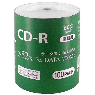 どれでも3点以上購入でポイント10倍（3/1のみ 要エントリー） CD-R メディア 業務用 HI-DISC ハイディスク 52倍速 100枚ecoパック インクジェット ワイドプリント CR80GP100_BULK ◆宅