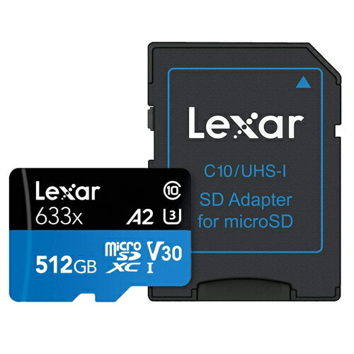 512GB microSDXCカード マイクロSD Lexar レキサー Class10 UHS-1 U3 V30 A2 R:100MB/s W:70MB/s SDアダプタ付 海外リテール LSDMI512BBAP633A ◆メ