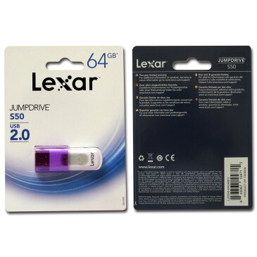 64GB USBメモリ USB2.0 LEXAR レキサー JumpDrive S50 スライドカバー式 パープル 海外リテール LJDS50-64GABEU ◆メ