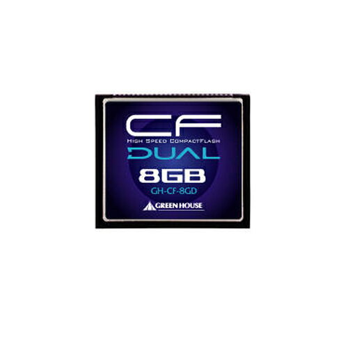 8GB CFカード コンパクトフラッシュ グリーンハウス ハイスピード2チップ同時アクセス UDMA 233倍速 R:37MB/s ハードケース付 GH-CF8GD ◆メ