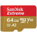 64GB microSDXCカード マイクロSD SanDisk サンディスク Extreme UHS-I U3 V30 A2 R:160MB/s W:60MB/s 海外リテール SDSQXA2-064G-GN6MN ◆メ