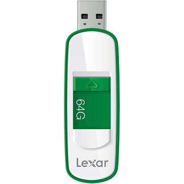 64GB USBメモリ USB3.0 Lexar レキサー JumpDrive S75 スライド式 R:150MB/s ホワイト/グリーン 海外リテール LJDS75-64GABNL ◆メ