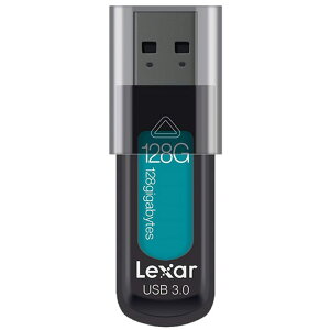 USBメモリ USB 128GB USB3.0 Lexar レキサー JumpDrive S57 スライドカバー式 R:150MB/s ブラック/ティール 海外リテール LJDS57-128ABAP ◆メ