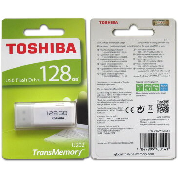 128GB USBメモリー TOSHIBA 東芝 TransMemory USB2.0 キャップ式 ホワイト 海外リテール THN-U202W1280E4 ◆メ