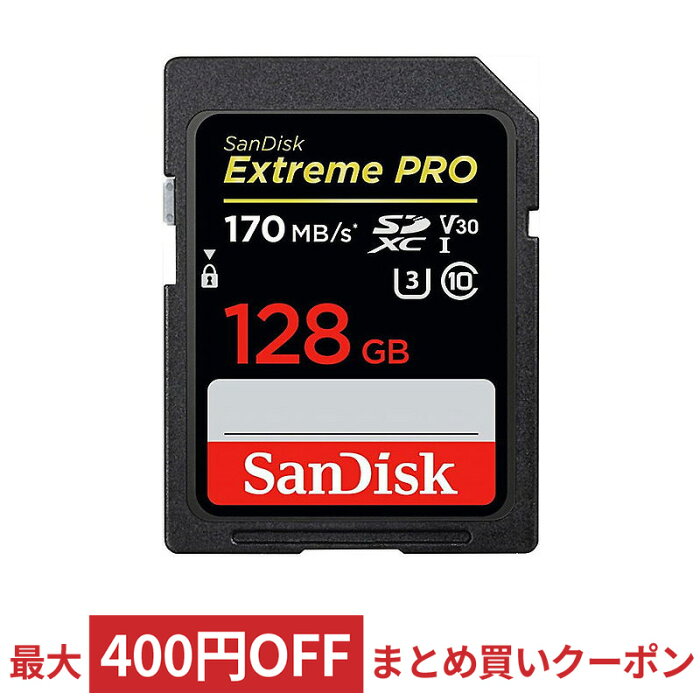 【9/1はポイント5倍】 SDカード SD 128GB SDXC SanDisk サンディスク Extreme Pro UHS-I U3 V30 4K R:170MB/s W:90MB/s 海外リテール SDSDXXY-128G-GN4IN ◆メ