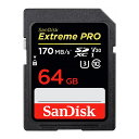 64GB SDXCカード SDカード SanDisk サンディスク Extreme Pro UHS-I U3 V30 4K R:170MB/s W:90MB/s 海外リテール SDSDXXY-064G-GN4IN ◆メ