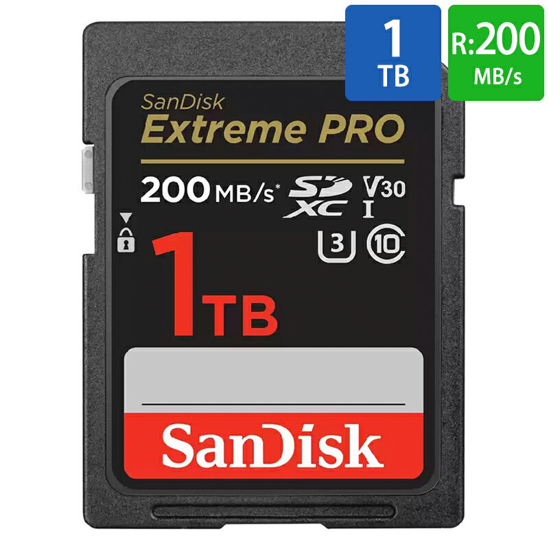 SDカード SD 1TB SDXC SanDisk サンディスク Extreme PRO Class10 UHS-I U3 V30 4K R:200MB/s W:140MB/s 海外リテール SDSDXXD-1T00-GN4IN ◆宅