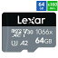 ޥSD microSDXC 64GB Lexar 쥭 Professional Silver 1066x Class10 UHS-1 U3 V30 A2 R:160MB/s W:70MB/s ơ LMS1066064G-BNNNC 