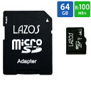マイクロSDカード microSDXC 64GB microSDカード LAZOS リーダーメディアテクノ CLASS10 UHS-I U3 R:100MB/s W:70MB/s SDアダプタ付 日本語パッケージ L-B64MSD10-U3 ◆メ