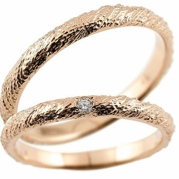 18金 ペアリング カップル 2個セットダイヤモンド 一粒ダイヤ ハンドメイド ピンクゴールドk18 18k 2.5ミリ幅 ブライダルジュエリー 結婚指輪 マリッジリング 【イニシャル打刻】1文字サービス!! オリジナルジュエリー