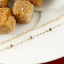 18金 ブレスレット ゴールド 2連 ピンクトルマリン イエローゴールドK18 10月誕生石 レディース 2連ブレス 春コーデ オリジナルジュエリー(4)