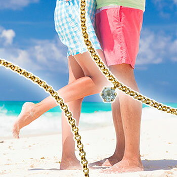 アンクレット ペア イエローゴールドK18 アクアマリン シンプル カラーストーン ペアアンクレット 3月誕生石 ソリティア メンズ レディース