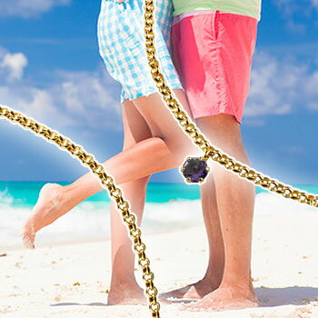 アンクレット ペア イエローゴールドK18 アメジスト シンプル カラーストーン ペアアンクレット 2月誕生石 ソリティア メンズ レディース