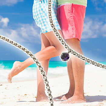 アンクレット ペア プラチナ アメジスト シンプル カラーストーン ペアアンクレット 2月誕生石 ソリティア メンズ レディース