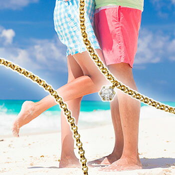 かざり屋 ジュエリー 30代 40代 50代 アンクレット ペア イエローゴールドK18 ダイヤモンド 0.1ct シンプル カラーストーン ペアアンクレット ...