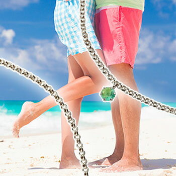 アンクレット ペア プラチナ エメラルド シンプル カラーストーン ペアアンクレット 5月生石 ソリティア メンズ レディース 大人ジュエリー オリジナルデザイ...